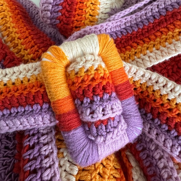 Anthropologie Farm Rio Striped Multi Color Crochet Mini Dress Size Large NWT - Picture 6 of 12